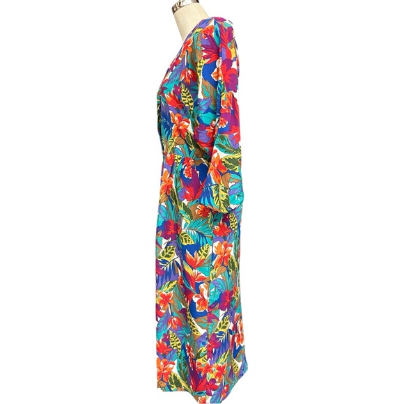 Andrea Gayle Tropical Floral Vintage Dress Size 10 Vintage 80s/90s Floral Dress - Picture 3 of 14